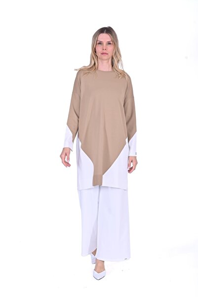 Invee Gometric Knitwear Tunic Camel