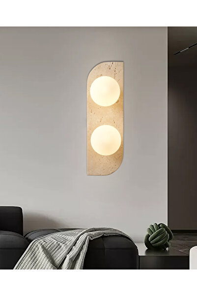 Apliqa Tirra 2'li Traverten Mermer Desenli Modern Salon Aplik