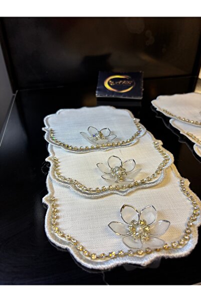 ARS HOME DEKOR Design Model Coffee Side 6-Piece Silver Stone Cocktail Napkin, Presentation Napkin