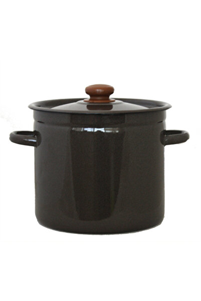 Raki Enamel pot with lid 7L, carbon steel, brown