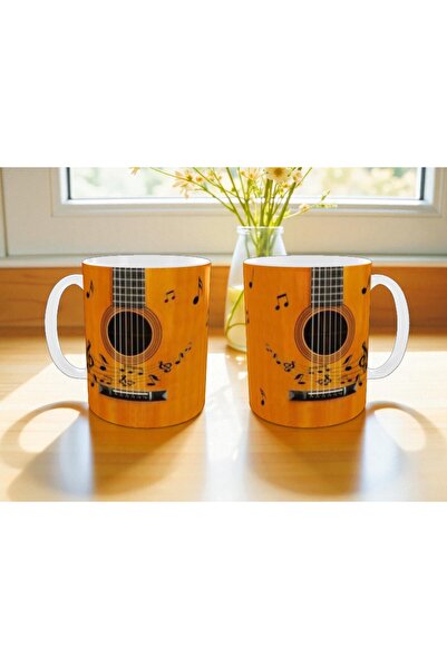 ALPŞAN TİCARET Gitar Baskılı Kupa Bardak Müzik Öğretmenine Hediye Kupa Bardak