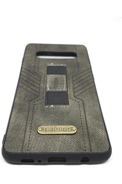 Generic Samsung Galaxy S10 Leather Back Protective Case with Grip by AirBird - Gray (Synthetic Leather)