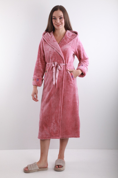 Wild Love Παλτό με κουκούλα με κέντημα από 100% μπαμπού – Μαλακά, ζεστά και κομψά ρούχα για το σπίτι