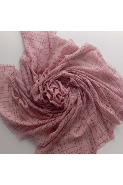 Bezm-i Has Square Patterned Flared Muslin Writing Hijab Cotton Writing Scarf 100X100Cm