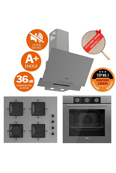 Ferre FryArt&SilentArt GRIY /Sessiz Yeni Seri Antrasit Gri Ankastre Set (D065...