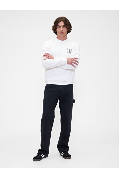 GAP Men's White Logo Fleece Sweatshirt