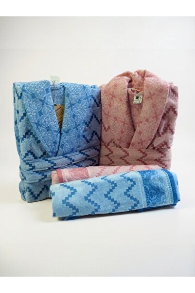 Özdilek Juliette Happy Velvet Bathrobe Set for Men – 4 Pieces, Soft and Stylish Premium Bathrobe Set