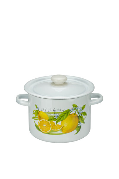 Raki Enameled pot LEMON, with lid 2L, carbon steel
