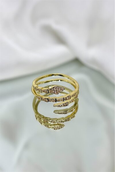 MatmazelLavinya خاتم حجر الزركون الأفعى قابل للتعديل