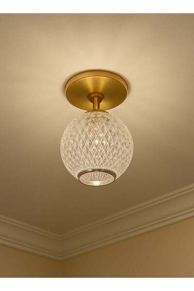 Generic Modern ceiling flush light with crystal glass globe – 3 lights – 17×10 cm