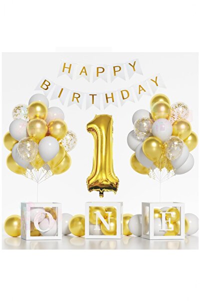 BİDOLUMUTLULUK One 1 Yaş Doğum Günü Kutlama Seti Parti Kutlama Eğlence Seti