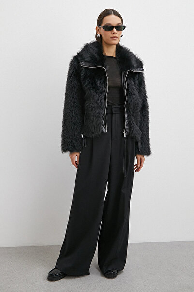 Never more Leather Paneled Lolita Coat Black