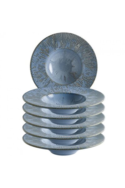 Bonna Set of 6 Snell Sky porcelain pasta plates 28cm 400ml