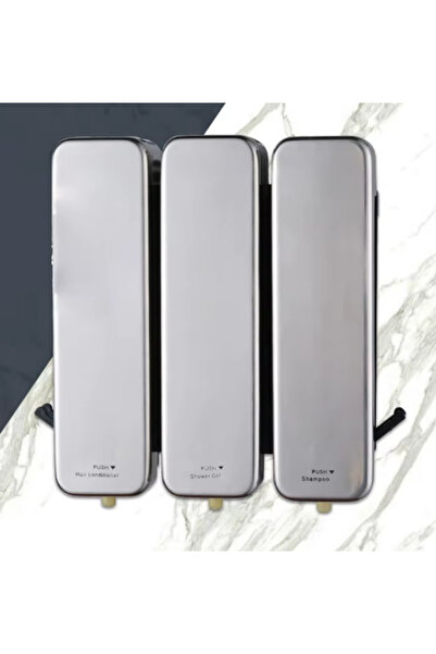 Smart Paslanmaz Çelik Duvara Monte Üçlü Manuel Sıvı Sabunluk 350+350+350 ML - Saten