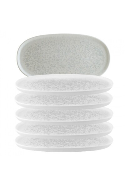 Bonna Set of 6 oval plates Lunar White porcelain 30x15cm