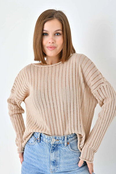 Park Karon Women's Boat Neck Knit Detail Casual Knitwear Sweater