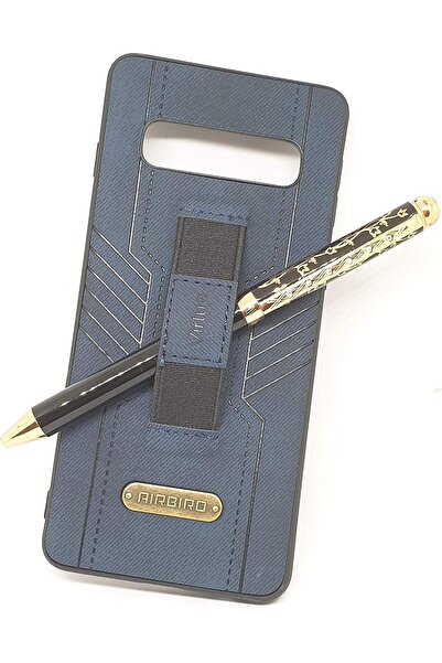 Generic Samsung Galaxy S10 Leather Back Case with Grip - AirBird, Navy