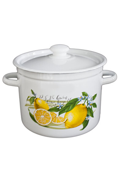 Raki Oala emailata LEMON cu capac 9L , otel carbon