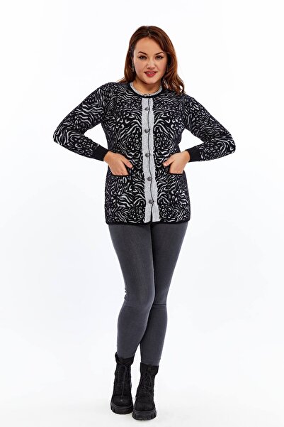 Laden Knitwear Large Size Women's Winter Bearded Soft Mother Cardigan