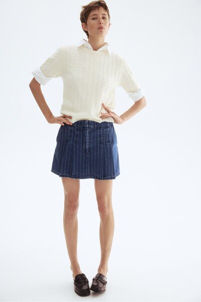 H&M Pilili Kot Şort Etek