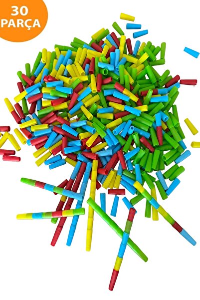 Bundeba Eğitici Oyuncak 30 Parça Boru Dizme Geçirme Renk Algı Motor Beceri Yapı Blokları Zeka Oyunu