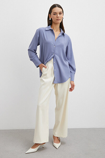 Never more Basic Polyester Shirt Indigo