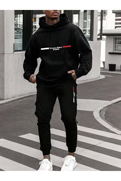 ship master Paris cu imprimeu Set de trening pentru bărbați cu glugă Swea tri...