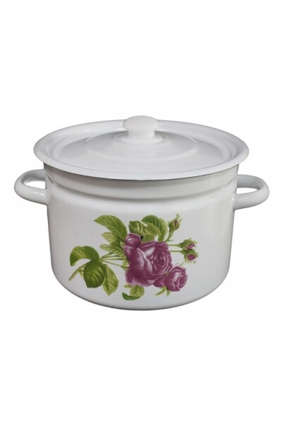 Raki Enameled saucepan ROZA KAVKAZA with lid 9L carbon steel