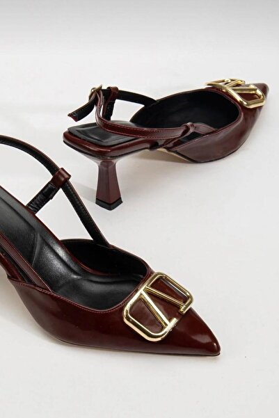 yezy shoes Short Heeled Buckle Detailed Women's Stiletto Heeled Shoes