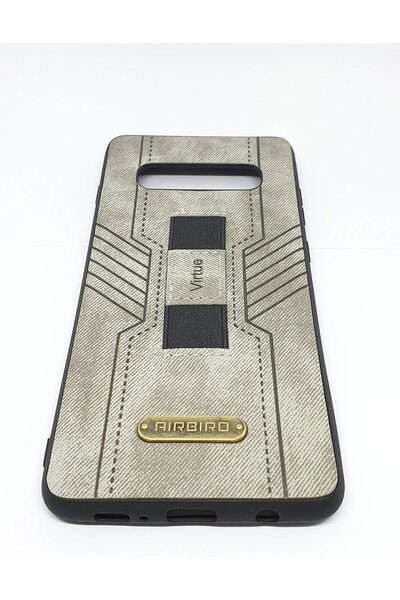 Generic Samsung Galaxy S10 Leather Back Protective Cover with Grip by AirBird - Silver, Synthetic Leather