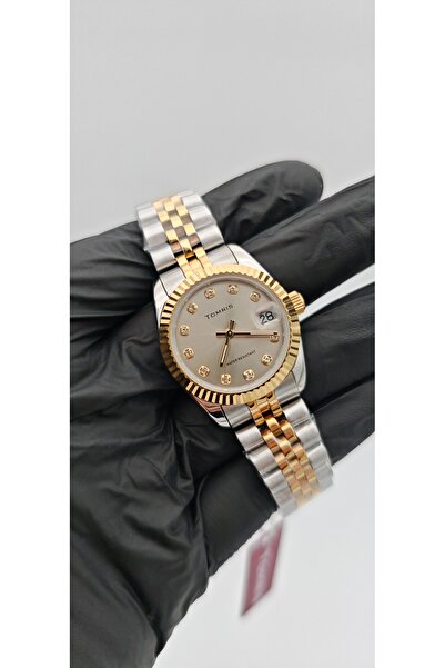 TOMRIS All Top Quality Steel,Waterproof,Yellow White Band,Cream Dial Women Wristwatch