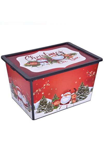 Christmas Christmas Pattern Plastic Storage Box, 50L, with Lid
