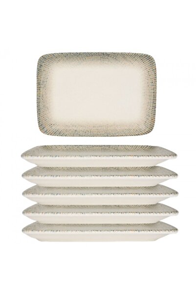 Bonna Set of 6 rectangular Sway porcelain plates 23x16cm