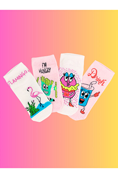 Shuttle Park 4-Piece Special Series Happy Colorful Flamingo Patterned Socks Fun Comfortable Stylish Design Style Socks