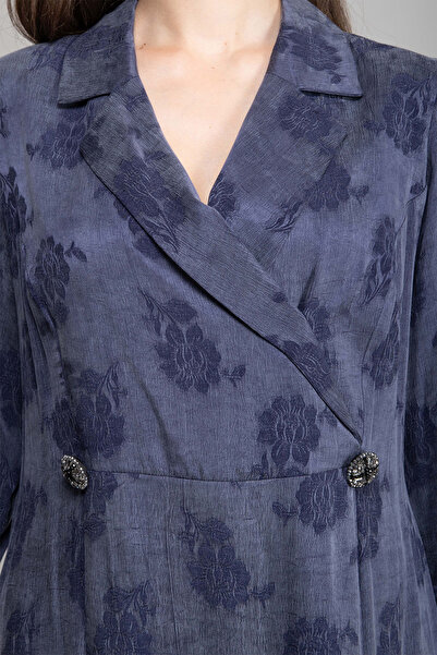 GUMANIZE Women's Shirt Collar Jacquard Cupro Dress