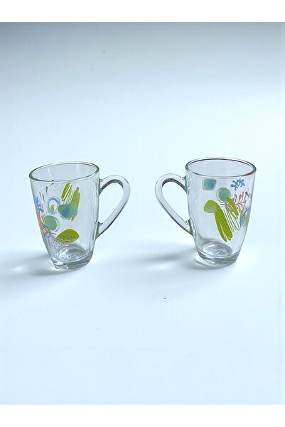 Paşabahçe Glass Soft Drink Cup Wide Handle Juice Cocktail Presentation Serving Large Cup Patterned 325Cc 2 Pieces