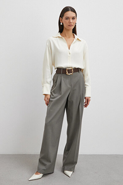 Never more Viscose Satin Shirt Ecru