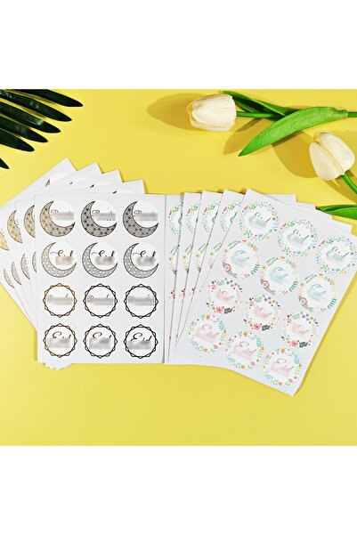 Generic A set of 5 pages, Moon shaped stickers, Ramadan Eid al Fitr decorative stickers