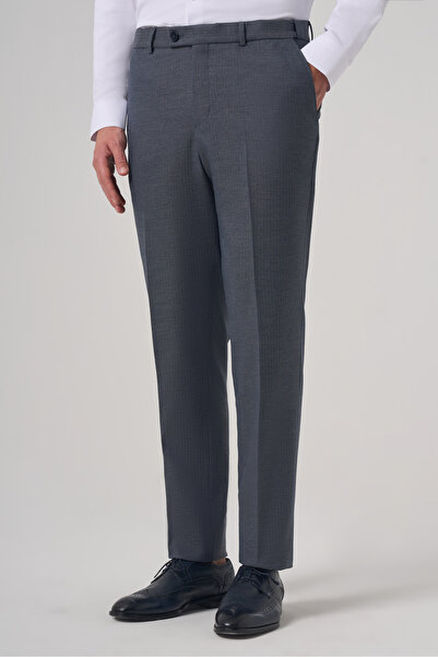 Morven Men's Navy Blue Polyviscon Trend Patterned Dynamic Fit Trousers