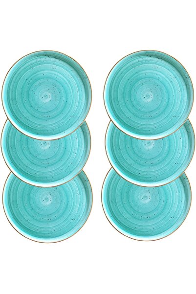 Bonna Set 6 farfurii turquoise pentru pizza portelan Aqua 32cm adanca