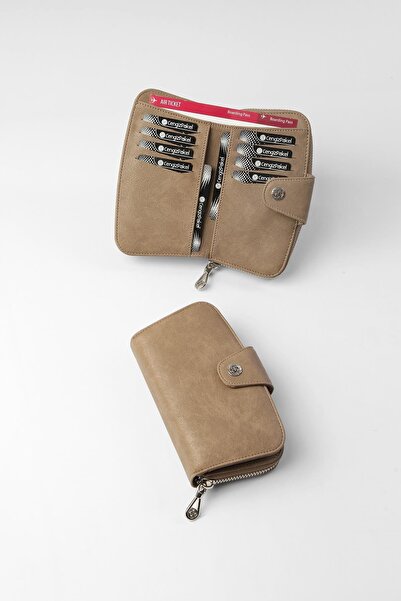 CENGİZ PAKEL Medium Size Women's Wallet - 65306 - Mink