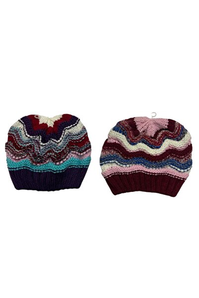 irem içgiyim Women's Multi-Colored Knitwear Single Layer Beanie 2-Pack
