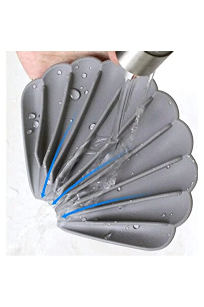 TİNEKE Gray Color Non-Slip Oyster-Shaped Silicone Soap Dish Soap Storage Holder and Portable Soap Holder