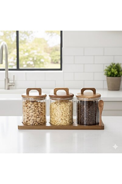 magical dreams 3’ lü Stantlı Vakum Kapaklı Baharat Kavanozu Seti