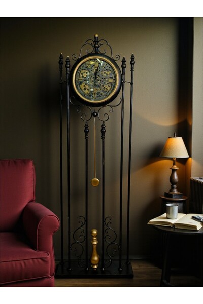 lya luxury Ayaklı Mekanizmalı Sarkaçlı Metal Modern Salon Saati