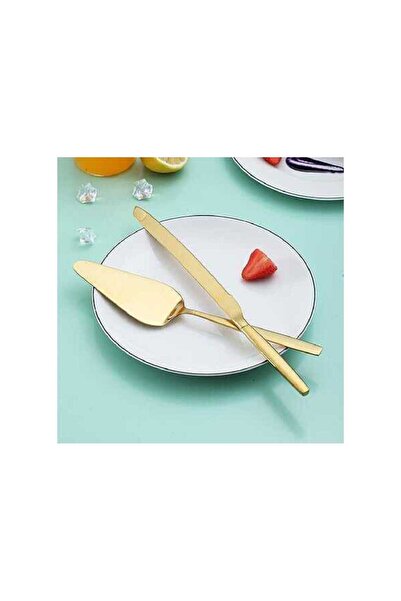 Berglander Gold Cake & Pastry Serving Set — Stainless Steel Knife and Server (2 pcs)