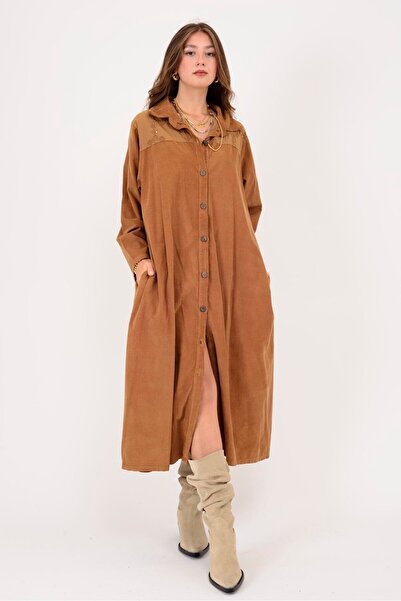 Park Moda 11429 ROCHIE DE CATIFELĂ CU DETALII DE PIELE DE CĂPĂTĂ CU FLORI LOVA