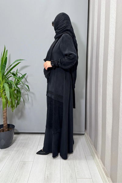 MissWhence Shawl Detailed Cupro Silk Dress Black 38818