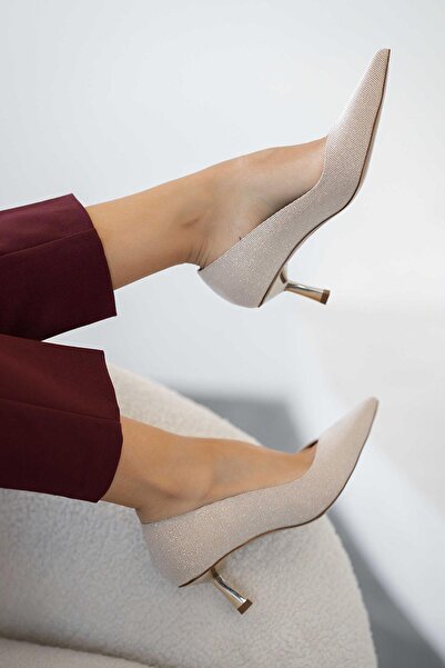 Parponi Ruby women's glitter fabric high heel evening shoes gold