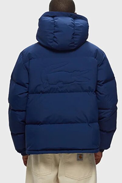 Lacoste Down Fill Jacket Goose down Filling Fixed Hooded Indigo Blue Coat